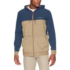 Columbia Lost Lager Hoodie Full Zip Kangaroo & Beverage Pockets  Tan & Blue XL